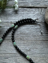 Load image into Gallery viewer, Sterling Silver Black Onyx Turquoise Bead Necklace. 18 Inch Gift
