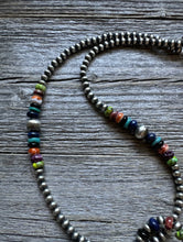 Load image into Gallery viewer, Bow Multi Stone Sterling Silver 4mm Pearls Bead Necklace. 16 Inch. Gift