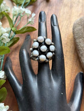 Load image into Gallery viewer, Navajo Sterling Silver Pearl Cluster Adjustable Ring KY Gift