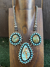 Load image into Gallery viewer, Navajo Sterling Silver Royston Turquoise Cluster Lariat Y Bead Necklace KY