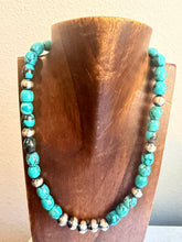 Load image into Gallery viewer, Sterling silver turquoise nugget necklace 18 inch