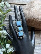 Load image into Gallery viewer, Native American Sterling Silver Golden Hill Turquoise Ring. Size 8. Mary Ellen