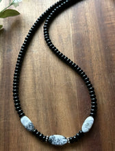 Load image into Gallery viewer, Sterling Silver Black Onyx White Buffalo Turquoise Bead Necklace 18 Inch. Gift
