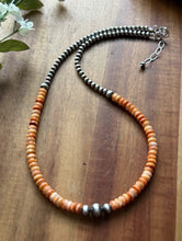 Load image into Gallery viewer, Sterling Silver Orange Spiny Oyster W Multi Bead Pearls Necklace. 18 Inch. Gift