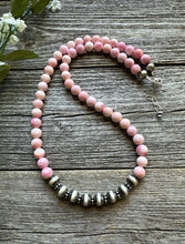 Load image into Gallery viewer, Sterling Silver 8mm Pink Conch Round Bead W Pearls Necklace. 18 inch