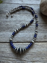 Load image into Gallery viewer, Sterling Silver Multi Bead Lapis W Pearls Bead Necklace. 18 inch. Gift