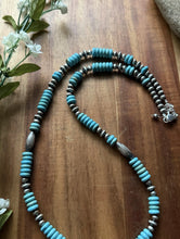 Load image into Gallery viewer, Sterling Silver Blue Turquoise W Multi Bead Pearls Necklace. 24 inch. Gift