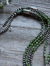 Load image into Gallery viewer, Sterling Silver Pearls Sonoran Gold Turquoise Nuggets Bead Necklace 30 Inch
