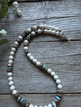 Load image into Gallery viewer, Southwestern Sterling Silver Brown Wild Horse Turquoise Bead Necklace. 18 inch