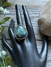 Load image into Gallery viewer, Native American Sterling Silver Kingman Turquoise Ring. Size 8. Mary Ellen
