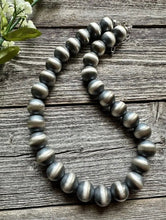 Load image into Gallery viewer, 16mm 22 Inch 925 Sterling Silver Oxidized Pearls Bead Necklace Southwestern