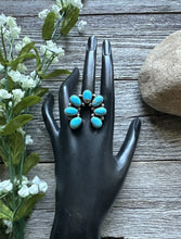 Load image into Gallery viewer, Native American Sterling Silver Turquoise Ring. Size 8.5. B Johnson