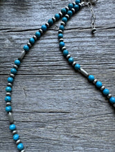 Load image into Gallery viewer, Sterling Silver Blue Turquoise W Pearls Bead Necklace. 16 inch