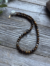 Load image into Gallery viewer, Tommy Rosita Singer T R Sterling Silver Tigers Eye Choker Bead Necklace 15 Inch
