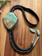 Load image into Gallery viewer, Large Native American Sterling Silver Royston Turquoise Bolo Tie Pendant CY