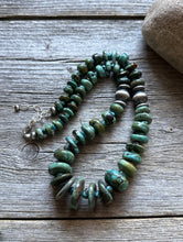 Load image into Gallery viewer, Sterling Silver Blue Green Graduated Turquoise Nuggets Bead Necklace 18 inch