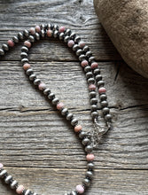 Load image into Gallery viewer, Southwestern Sterling Silver Pink Conch 6mm Pearls Bead Necklace 22 Inch