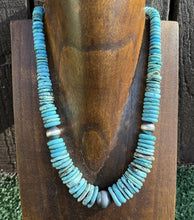 Load image into Gallery viewer, Sterling Silver Graduated Vibrant Blue Turquoise Bead Necklace 18 inch