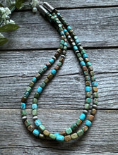 Load image into Gallery viewer, Sterling Silver Multi 2 Strand Blue Green Turquoise Bead Necklace. 20 inch