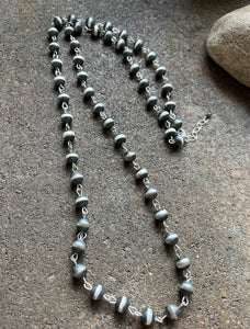 Sterling Silver 10mm Pearls Rosary Bead Necklace. 16 Inch.