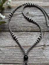 Load image into Gallery viewer, Jacla Sterling Silver Multi Graduated Onyx Pearls Bead Necklace 24 inch