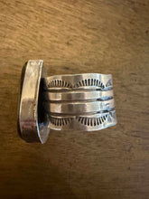 Load image into Gallery viewer, Navajo sterling silver  blk jack turquoise ring adjustable