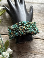 Load image into Gallery viewer, Blue Turquoise Nuggets 7 Inch Stretch Elastic Stretchy Bead Bracelet Gift