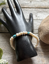 Load image into Gallery viewer, Freshwater Pearls Turquoise 6.5 Inch Stretch Elastic Stretchy Bead Bracelet Gift
