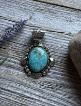 Load image into Gallery viewer, Navajo Native American Sterling Silver Turquoise Handmade Pendant R Yazzie Gift