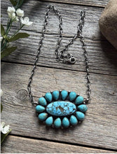 Load image into Gallery viewer, Navajo Sterling Silver Blue Turquoise Cluster Adjustable Chain Necklace PJ