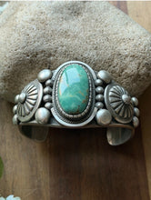 Load image into Gallery viewer, Navajo Native Sterling Silver Green Turquoise Cuff Bracelet Martinez