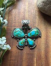 Load image into Gallery viewer, Navajo Sterling Silver Sonoran Gold Turquoise Butterfly Pendant Geneva