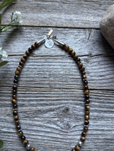 Load image into Gallery viewer, Tommy Rosita Singer T R Sterling Silver Tigers Eye Choker Bead Necklace 15 Inch