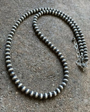 Load image into Gallery viewer, 5mm 18 Inch 925 Sterling Silver Oxidized Pearls Bead Necklace Southwestern