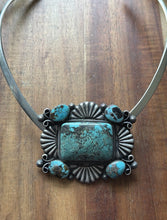 Load image into Gallery viewer, Native American Sterling Silver Turquoise Cluster Pendant Necklace TJ