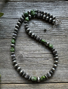 Sterling Silver Pearls Sonoran Gold Turquoise Nuggets Corrugated Bead Necklace