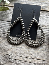 Load image into Gallery viewer, Southwestern Sterling Silver Pearls Double Loop Earrings 3 Inch
