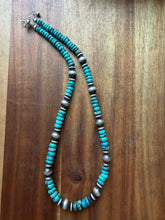 Load image into Gallery viewer, Sterling silver blue turquoise bead necklace