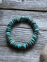 Load image into Gallery viewer, Blue Green Turquoise Nuggets 7 Inch Stretch Elastic Stretchy Bead Bracelet Gift