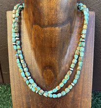 Load image into Gallery viewer, Sterling Silver Multi 2 Strand Blue Green Turquoise Bead Necklace. 18 inch