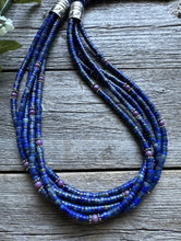 Load image into Gallery viewer, Sterling Silver Multi Strand Stone Lapis Purple Charoite Bead Necklace. 26 inch