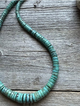 Load image into Gallery viewer, Sterling Silver Graduated Heishi Turquoise Bead Necklace. 18 inch