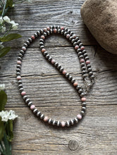 Load image into Gallery viewer, Southwestern Sterling Silver Pink Conch 6mm Pearls Bead Necklace 22 Inch