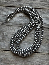 Load image into Gallery viewer, 4,5,6,7,8 Multi Strand 925 Sterling Silver Oxidized Pearls Bead Necklace 24 Inch