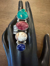 Load image into Gallery viewer, Navajo sterling silver mutistone ring  adjustable size