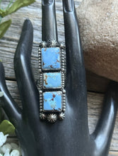 Load image into Gallery viewer, Native American Sterling Silver Golden Hill Turquoise Ring. Size 8. Mary Ellen