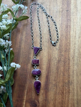 Load image into Gallery viewer, Navajo Sterling Silver Purple Spiny Oyster Lariat Chain Necklace C Shorty