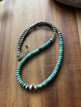 Load image into Gallery viewer, Sterling Silver Blue Turquoise W Multi Bead Pearls Necklace. 18 Inch. Gift
