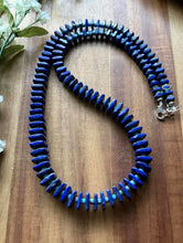 Load image into Gallery viewer, Sterling Silver Graduated Blue Lapis Turquoise Bead Necklace. 26 inch. Gift