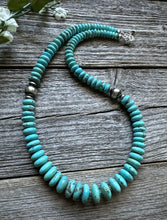 Load image into Gallery viewer, Southwestern Sterling Silver Blue Turquoise Bead Necklace. 18 inch